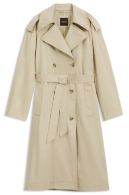 Relaxed-fit trench coat in water-repellent stretch cotton, Light Beige