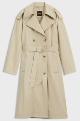 Relaxed-fit trench coat in water-repellent stretch cotton, Light Beige