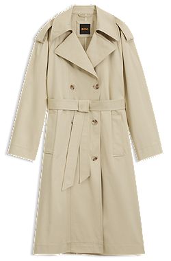 Relaxed-fit trench coat in water-repellent stretch cotton
