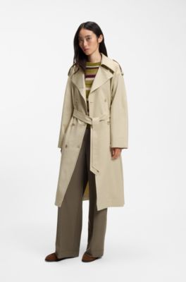 Relaxed-fit trench coat in water-repellent stretch cotton, Light Beige