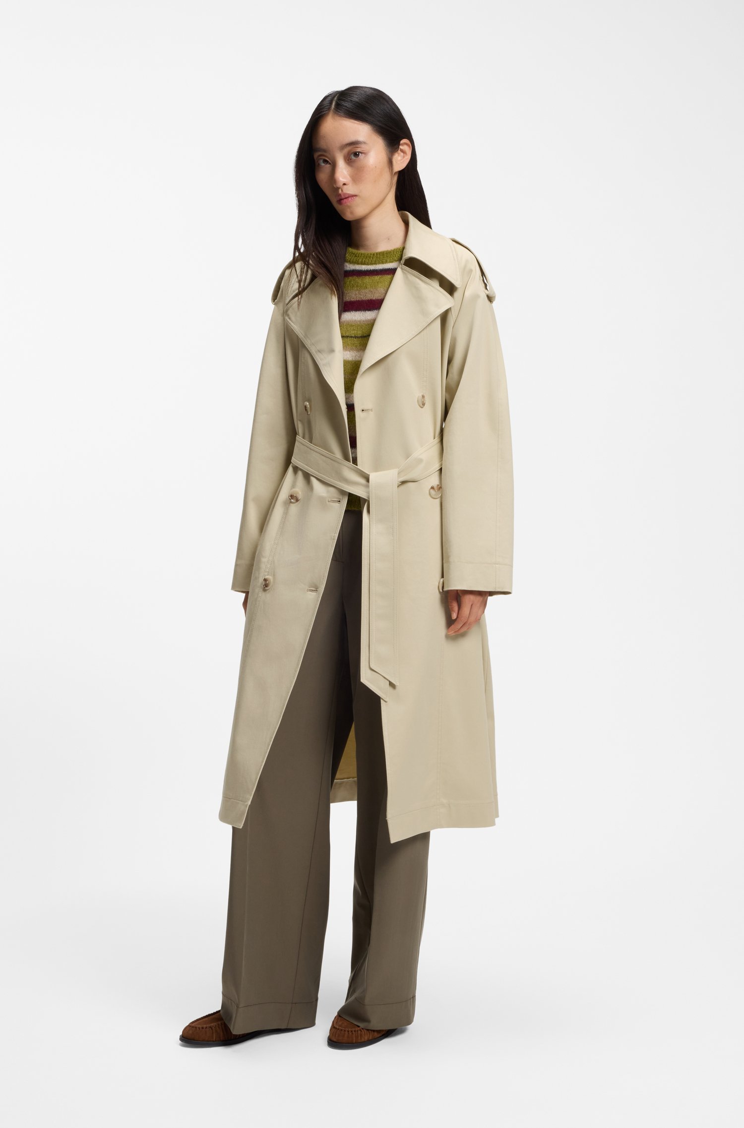 Boss Relaxed-fit trench coat in water-repellent stretch cotton kappor & rockar dam – bild 2