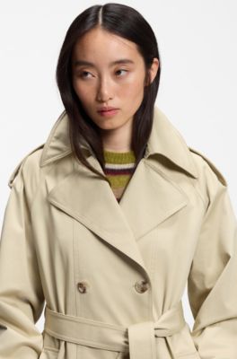 Relaxed-fit trench coat in water-repellent stretch cotton, Light Beige