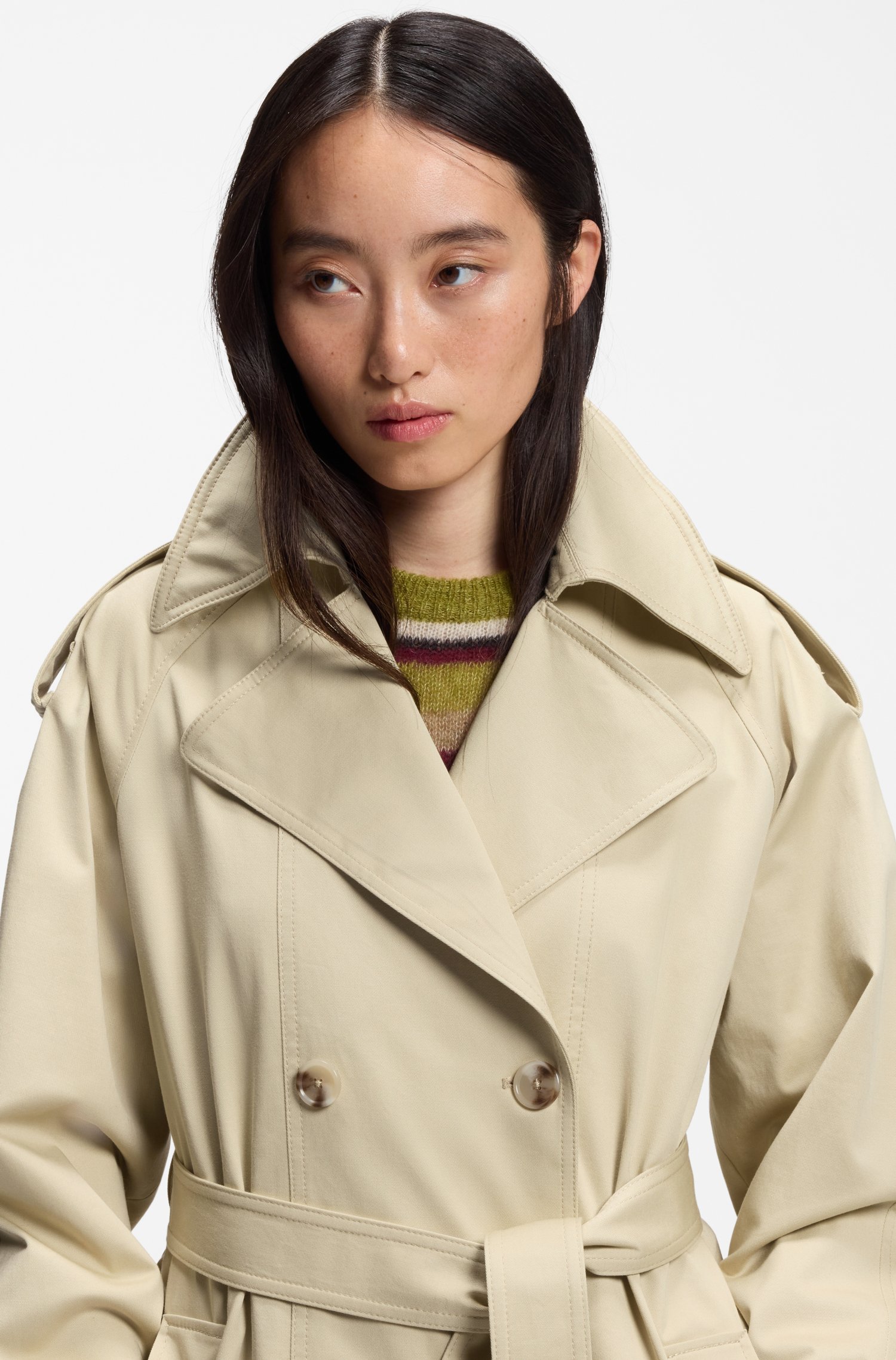 Boss Relaxed-fit trench coat in water-repellent stretch cotton kappor & rockar dam – bild 3