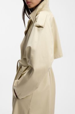 Relaxed-fit trench coat in water-repellent stretch cotton, Light Beige