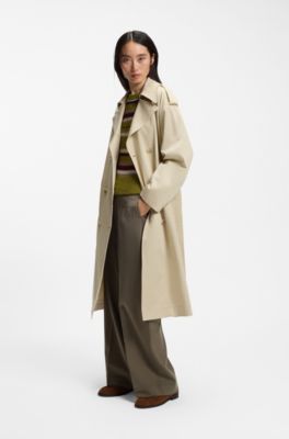 Relaxed-fit trench coat in water-repellent stretch cotton, Light Beige