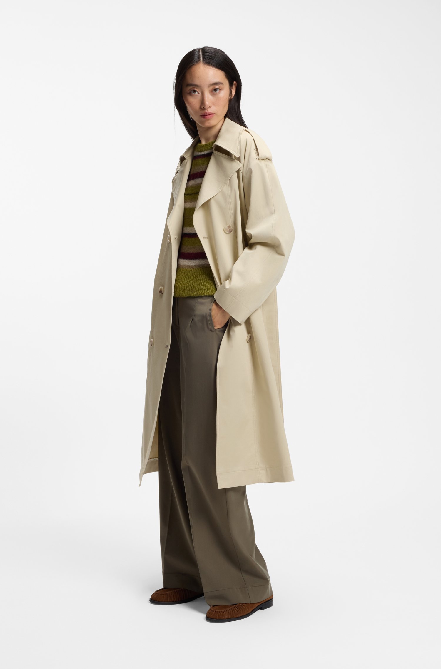 Boss Relaxed-fit trench coat in water-repellent stretch cotton kappor & rockar dam