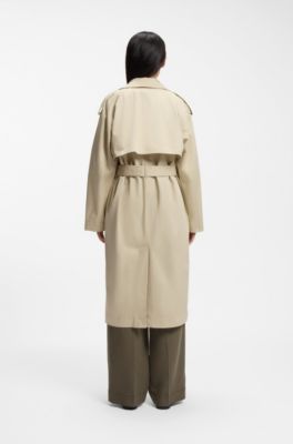 Relaxed-fit trench coat in water-repellent stretch cotton, Light Beige