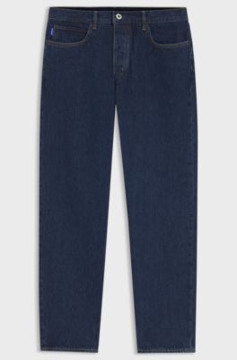 Regular-fit jeans in blue indigo cotton, Dark Blue
