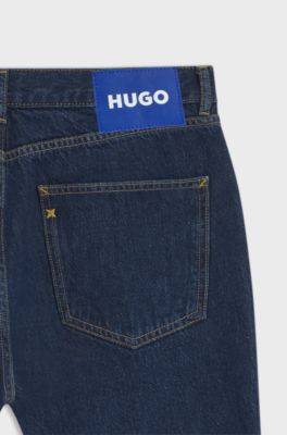 Regular-fit jeans in blue indigo cotton, Dark Blue