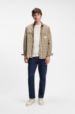 Regular-fit jeans in blue indigo cotton, Dark Blue