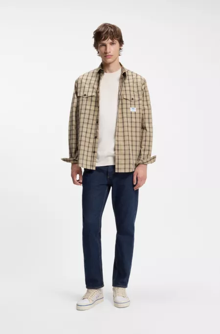 Indigoblaue Regular-Fit Jeans aus Baumwolle
