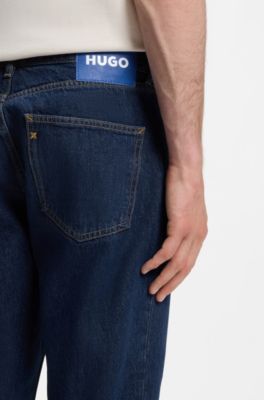 Regular-fit jeans in blue indigo cotton, Dark Blue