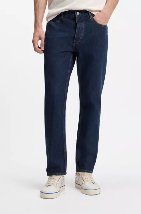Indigoblaue Regular-Fit Jeans aus Baumwolle