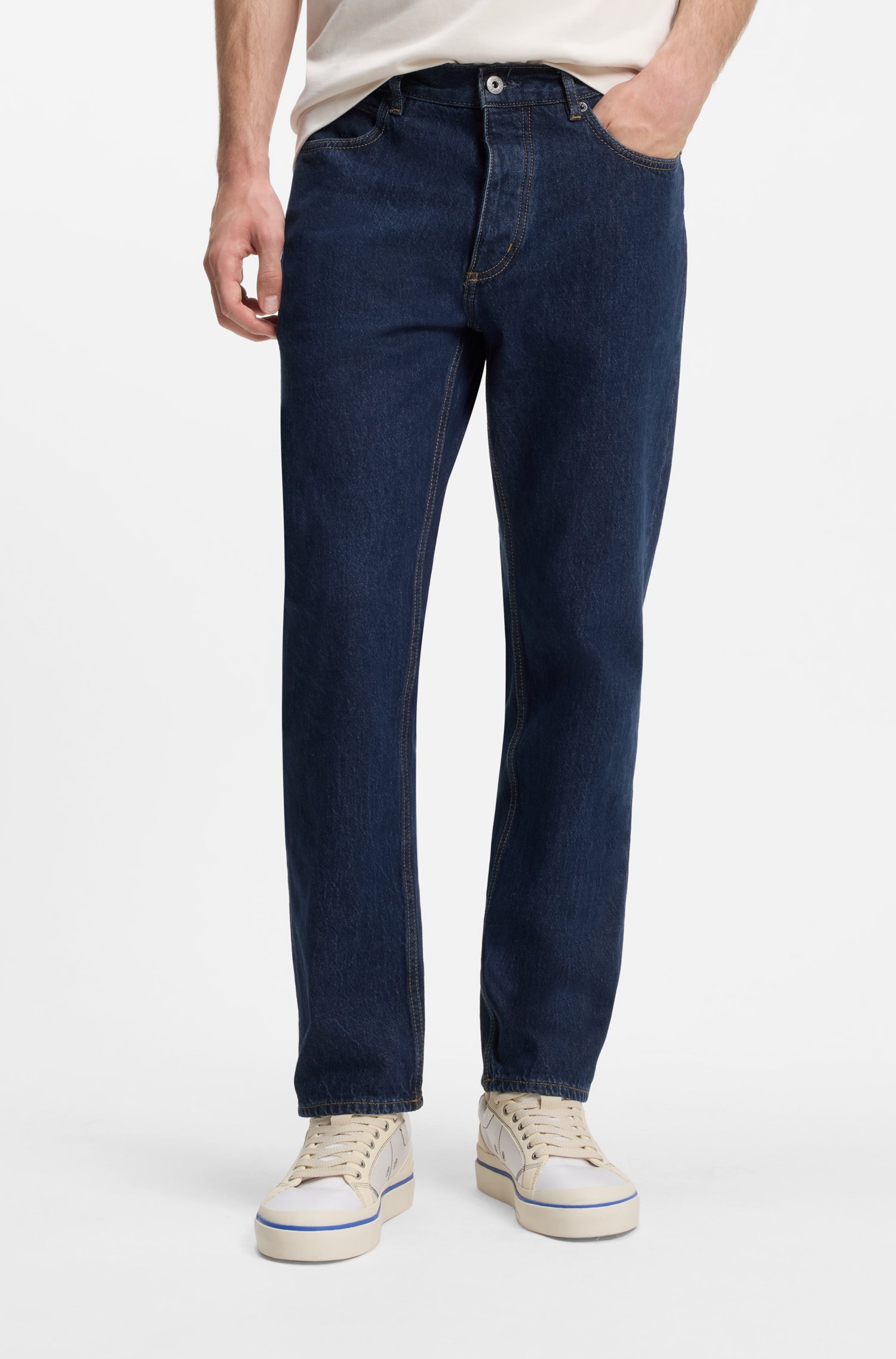 Hugo Regular-fit jeans in blue indigo cotton herr