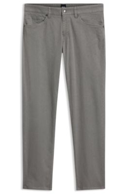 Maine regular-fit trousers in printed stretch cotton, Grey