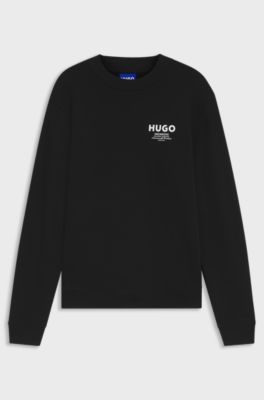French terry cotton sweatshirt with bold logo print, Black