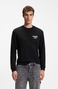 French terry cotton sweatshirt with bold logo print, Black