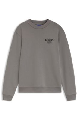 French terry cotton sweatshirt with bold logo print, Grey