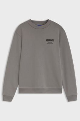 French terry cotton sweatshirt with bold logo print, Grey