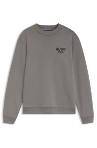 French terry cotton sweatshirt with bold logo print, Grey