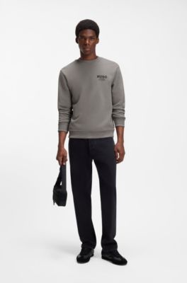 Sweatshirt aus Baumwoll-French-Terry mit markantem Logo-Print, Grau