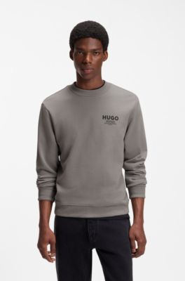 Sweatshirt i terry-bomull med markant tryckt logga, Gr&aring;
