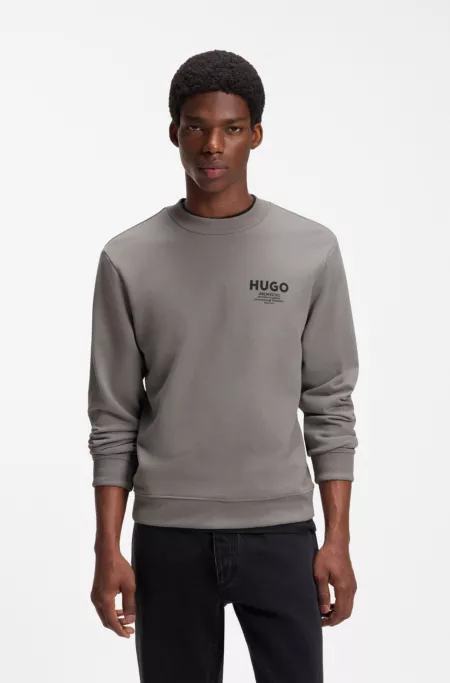 French terry cotton sweatshirt with bold logo print