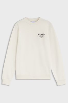 Felpa in french terry di cotone con logo stampato audace, Colore neutro