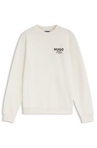 French terry cotton sweatshirt with bold logo print, Natural