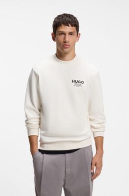 Felpa in french terry di cotone con logo stampato audace, Colore neutro
