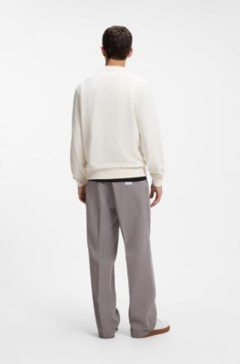 Felpa in french terry di cotone con logo stampato audace, Colore neutro