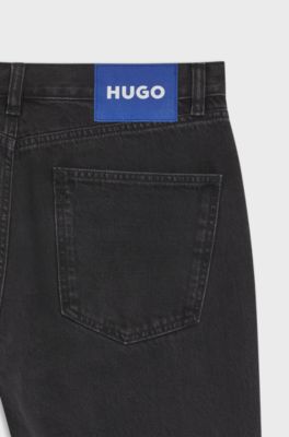 Regular-fit jeans in black denim, Black