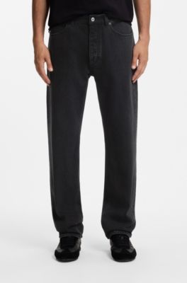 Regular-fit jeans in black denim, Black