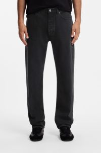 Regular-fit jeans in black denim, Black