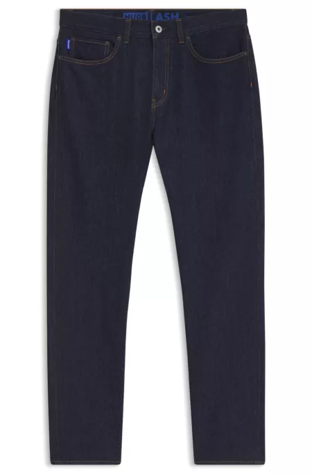 Slim-fit jeans in dark-blue stretch denim