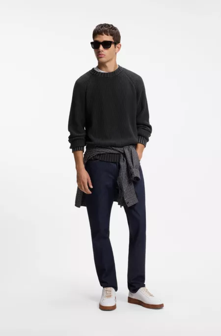 Slim-fit jeans in dark-blue stretch denim