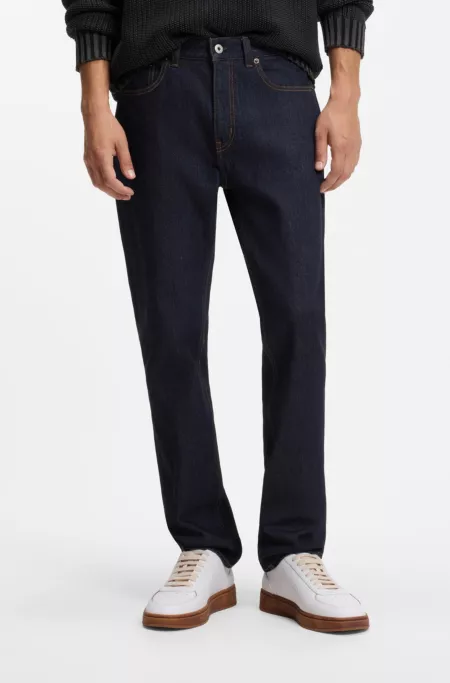 Slim-fit jeans in dark-blue stretch denim