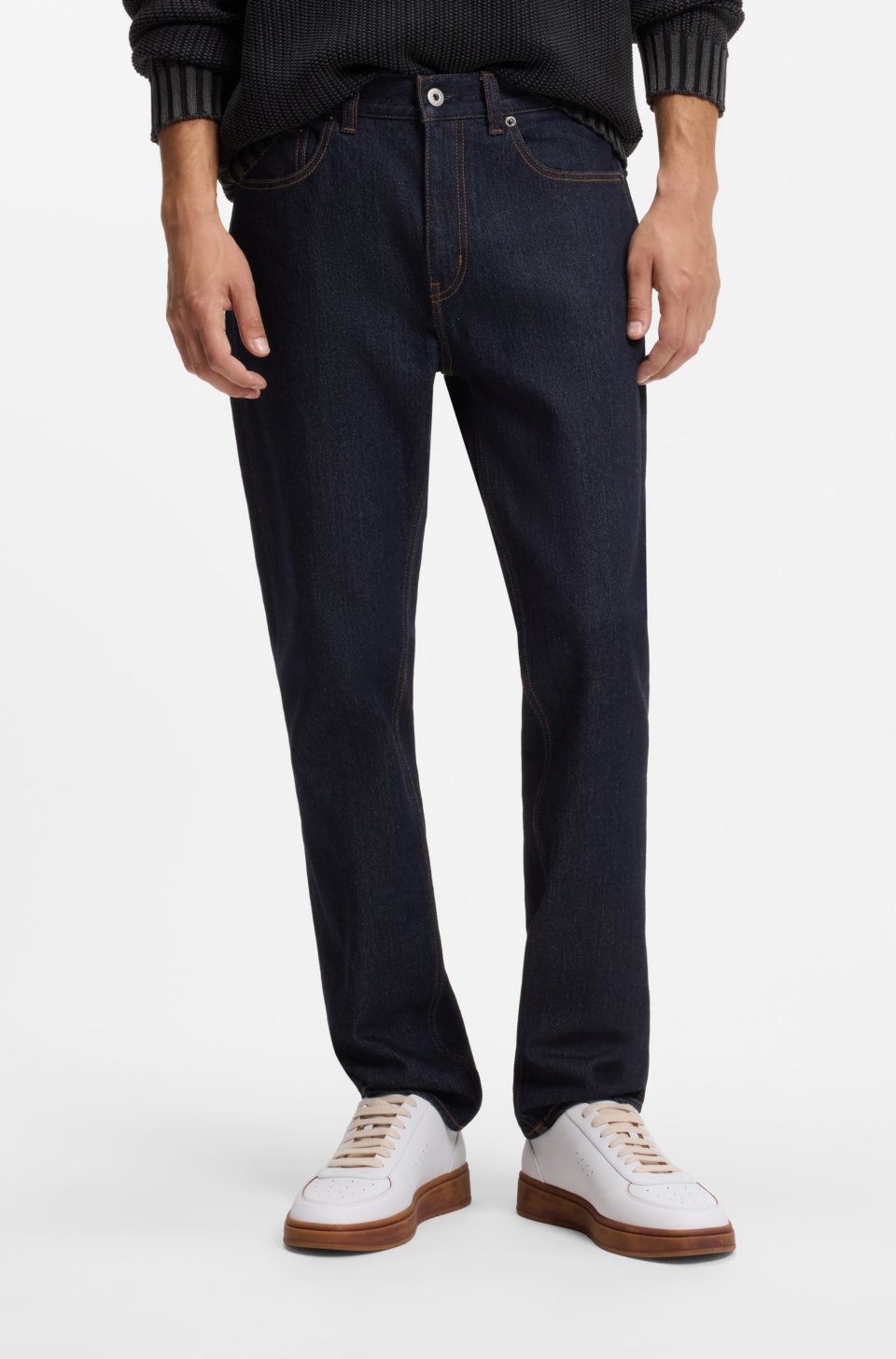 Slim-fit jeans in dark-blue stretch denim