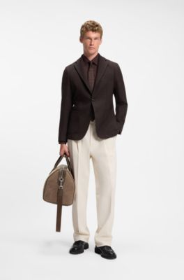 Recycled-suede holdall with metallic logo lettering, Light Brown