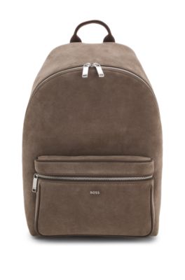 BOSS faux-leather backpack with top handle, Light Brown