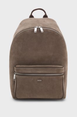 BOSS faux-leather backpack with top handle, Light Brown
