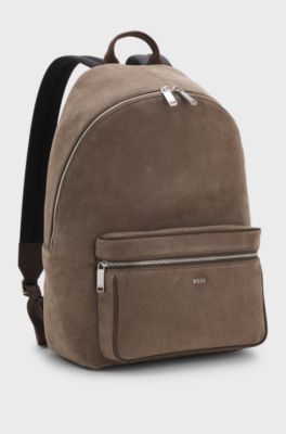 BOSS faux-leather backpack with top handle, Light Brown