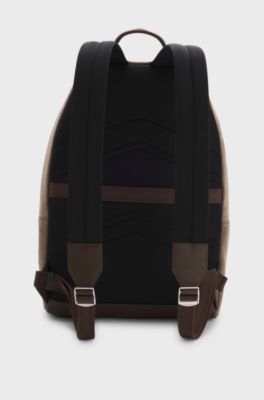 BOSS faux-leather backpack with top handle, Light Brown