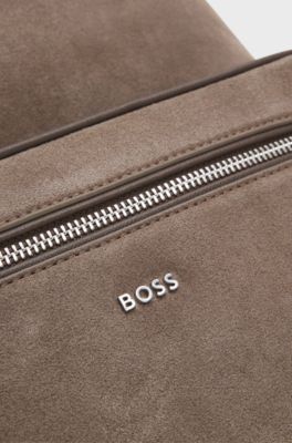 BOSS faux-leather backpack with top handle, Light Brown