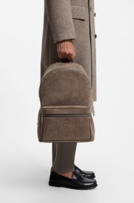 BOSS faux-leather backpack with top handle, Light Brown