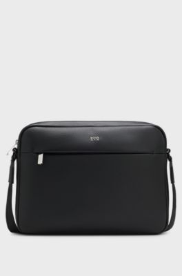 Faux-leather messenger bag, Black