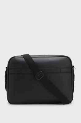 Faux-leather messenger bag, Black