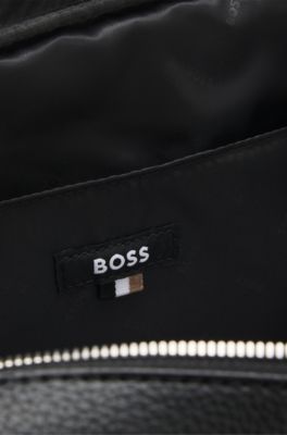 Faux-leather messenger bag, Black