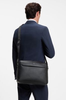 Faux-leather messenger bag, Black