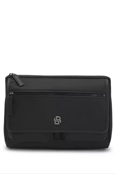 Structured twill shoulder bag with logo strap